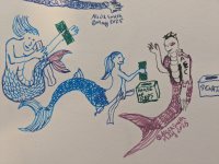 Three merpeople at the polling booth
