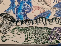 A mermaid flees with a spherical object